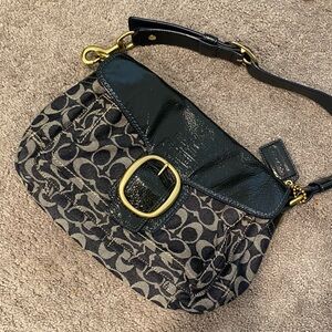 Coach Black and Brown Signature Shoulder Bag